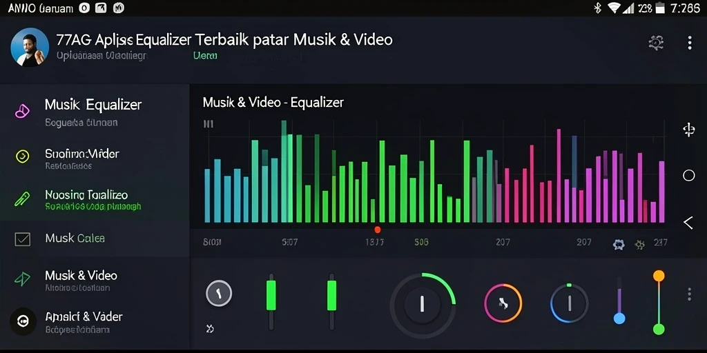 Antarmuka aplikasi 77AG yang modern dan fungsional untuk Equalizer.