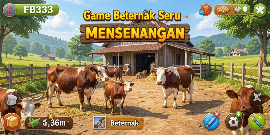 Tampilan antarmuka FB333 yang menarik dengan fungsi Beternak yang intuitif.