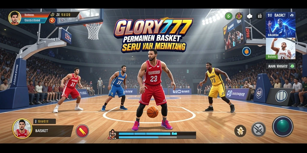 Screenshot GLORY777 menampilkan aksi seru permainan basket.