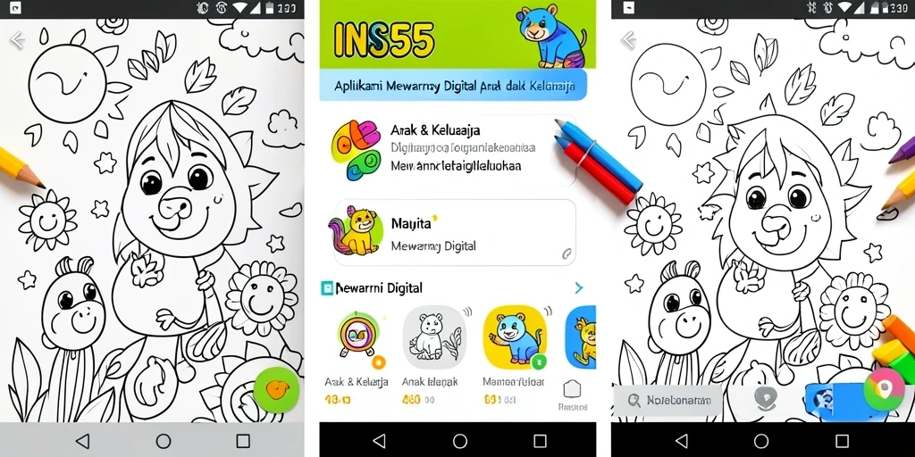 Tampilan antarmuka aplikasi Mewarnai Digital yang interaktif dan menarik.