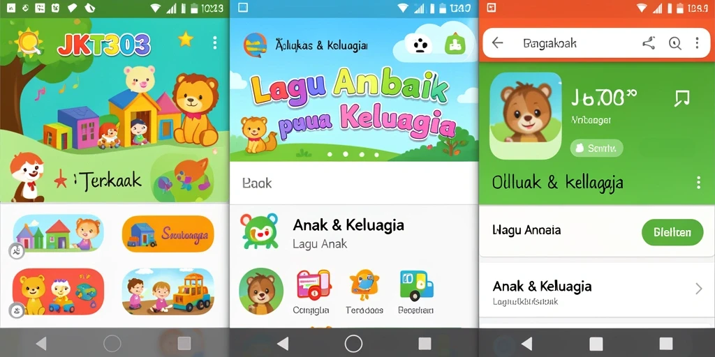 Antarmuka JKT303 yang interaktif dan penuh warna untuk belajar lagu anak.