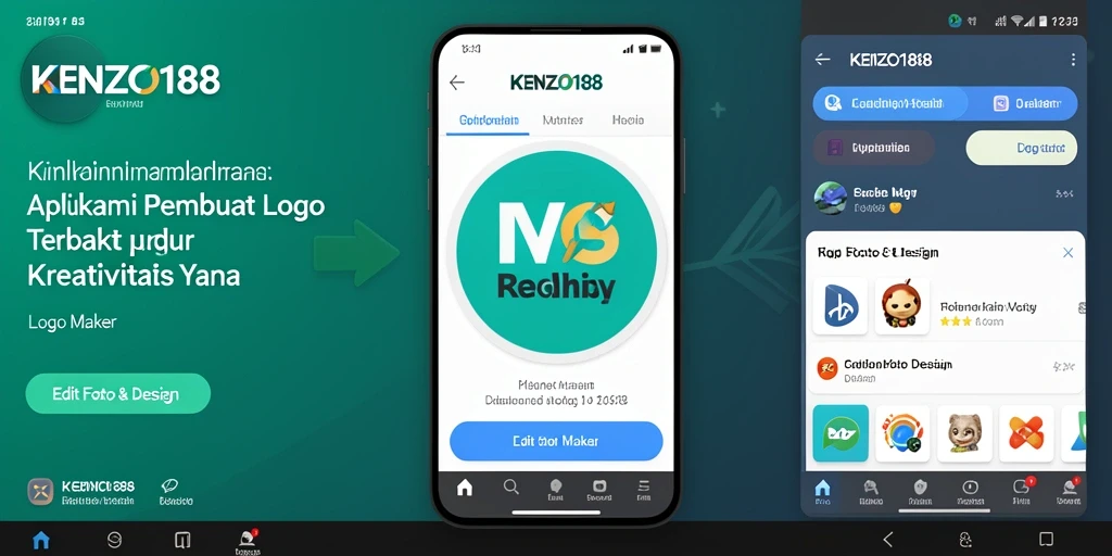 Tampilan antarmuka pengguna KENZO188 dengan fitur Logo Maker yang intuitif.