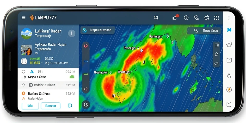 Tampilan antarmuka aplikasi Radar Hujan LAMPU777 yang informatif.