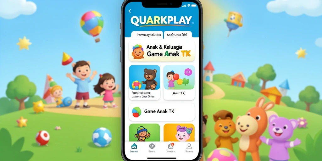 Antarmuka menarik dengan permainan edukatif untuk anak-anak.