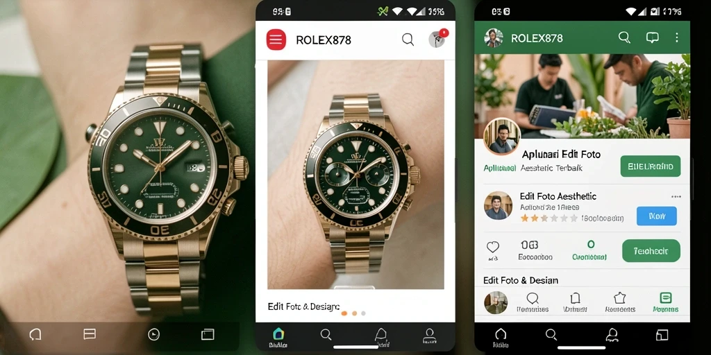 Antarmuka intuitif aplikasi ROLEX878 untuk edit foto aesthetic.
